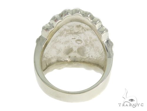 .925 Sterling Silver Black Diamond Indian Skull Ring With Red Ruby Stones 61446 - Image 4