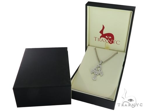 .925 Sterling Silver TraxNYC's Mystique Ankh Cross Crucifix Franco Chain Set, photo 6 of 8