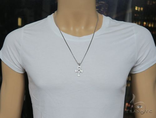 .925 Sterling Silver TraxNYC's Mystique Ankh Cross Crucifix Franco Chain Set, photo 7 of 8