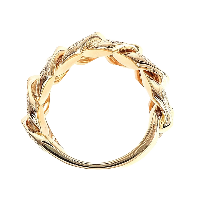 14K yellow gold 12mm 2-row diamond Miami Cuban link men's ring