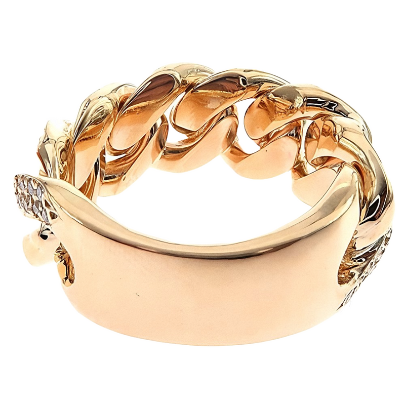 14K Yellow Gold 12mm 2 Row Diamond Miami Cuban Ring 65029