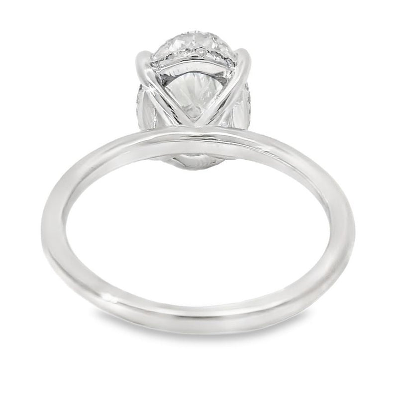 14k gold 3 ct lab grown oval solitaire engagement ring with hidden halo