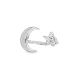 Sterling silver adjustable ring with crescent moon and small star detail.