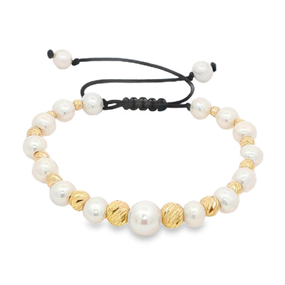 14K Gold Pearl Bead Accent Bracelet