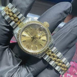 1986 Rolex Lady Datejust 26mm | Two-Tone Stainless Steel and 18K Yellow Gold | Champagne Stick Dial | REF: 69173