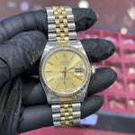 Rolex DateJust 36mm | Champagne Stick Dial | Two Tone Yellow Gold | REF: 16233