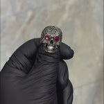 Skull Bezel Ruby Silver Ring 41504