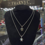 Baby Turtle Opal shell Pendant & Moon cut Chain Set 71779