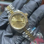 Rolex DateJust 26mm | Two Tone Yellow Gold | Champagne Stick Dial | REF: 69173