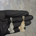 14k Yellow Gold Diamond Prayer Hands Pendant 64925
