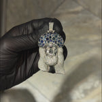 Living Water Jesus Sapphire Crown Diamond Pendant 67492