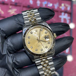 Rolex DateJust 36mm | Two Tone Yellow Gold | Champagne Diamond Computer Dial | 116233G