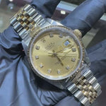Rolex DateJust 36mm | Two Tone Yellow Gold | Champagne Diamond Dial | REF: 16233