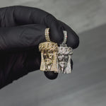 14k Gold Diamond Cuban Link Crown Jesus Pendant 65842