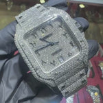 Cartier Santos 43mm | Stainless Steel | Fully Iced Diamond Pave Arabic Dial 71596