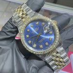 Rolex DateJust 36mm | Two Tone Yellow Gold | Blue Diamond Dial | Diamond Bezel