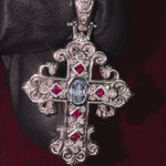 Aquamarine Ruby Diamond Cross 68582