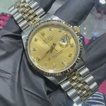 Rolex DateJust 36mm | Two Tone Yellow Gold | Champagne Diamond Dial | 16233