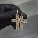 14K Gold Cuban Link Diamond Cross Pendant 66168