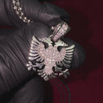 14K Gold Albanian Eagle Diamond Pendant Set 66815