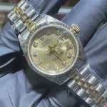 Rolex DateJust 26mm | Two Tone Yellow Gold | Champagne Diamond Dial | REF: 69173