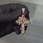 Two Tone Rosevine Heavenly Cross Pendant 71651