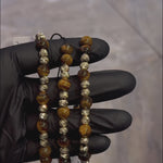Tiger Eye & Gold Bead Adjustable Bracelet 71066