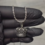.925 Silver Regal Crown Pendant & Rope Chain set 71702