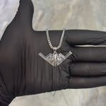 Silver B-2 Bomber Pendant Set 71294