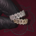 14K Gold One Row Diamond Cuban Link Ring 65971