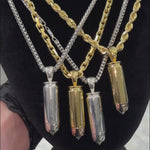 Silver Diamond Bullet Pendant Set 70990