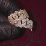 14K Gold Two Row Diamond Cuban Link Ring 65970