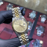 Rolex Datejust 36mm | Two-Tone Stainless Steel and 18K Yellow Gold | Champagne Stick Dial | REF: 16013