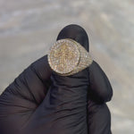 10K Gold Circular Cross Mens Ring Set With Lab Diamonds 70999