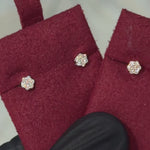 14K Gold Mini Diamond Flower Stud Earrings 65956