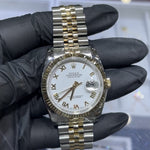 Rolex 36mm Datejust | Two Tone Yellow Gold | White Roman Dial