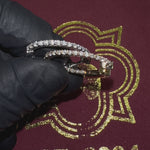 18K Gold Oval Shape Diamond Hoop Earrings 67013