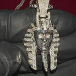 .925 Silver Diamond King Tut Pendant Set With Franco Chain 67422