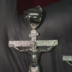 Silver Crucifix Jesus Cross Pendant Moon Chain Set  70000