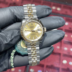 2026 Rolex Lady-Datejust 28mm | Two Tone Yellow Gold | Champagne Stick Dial