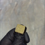 14K Yellow Gold Green Diamond Square Ring 61507