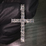 14K White Gold Princess Cut Diamond Manhattan Cross 65382