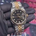 Rolex DateJust 36mm | Two Tone Yellow Gold | Black Diamond Dial | 116233