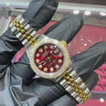 Rolex Lady Datejust 26mm | Two-Tone Stainless Steel and 18K Yellow Gold | Red Diamond Dial | REF: 69173