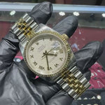 Rolex Datejust 36mm | Two-Tone Stainless Steel and 18K Yellow Gold | Beige Pyramid Roman Dial | REF: 116233