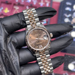 Rolex DateJust 31mm | Two Tone Everose Gold | Chocolate Roman Diamond Dial
