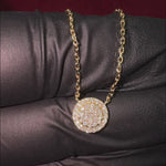 18K Gold Round Diamond Necklace With Adjustable Chain 67033