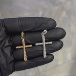 14K Gold Twisted  Diamond Rope Cross Pendant Set 66615