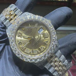 Rolex DateJust 41mm | Two Tone Yellow Gold | Champagne Roman Dial | Iced Out 71573