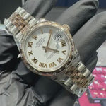 2018 Rolex DateJust 31mm | Two Tone Everose Gold | White Roman Dial | Diamond Bezel | 278341
